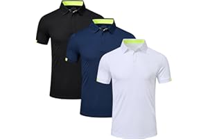 Csqtongan Paquete de 3 polos de golf para hombre, manga corta, transpirables, paquete múltiple