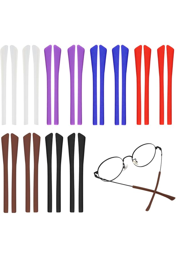 4 Paires Silicone Lunettes Embouts Extrémités Antidérapants Noir Et