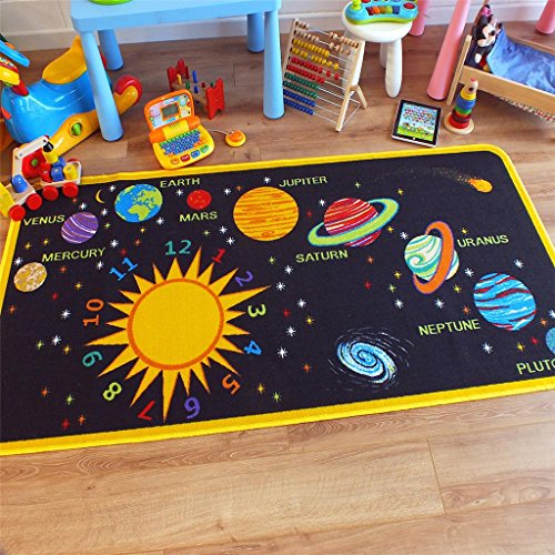 Superb Kids / Childs Rug Solar System Educational Play Mat 100cm x 200cm (3'3 x 6'6 approx)