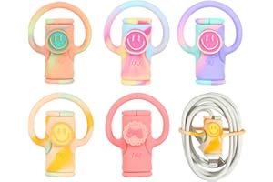 GOSHIES Data Cable Protector 5 Pcs Cables Silicone Protector 2 in 1 Smile Charger Protector Cable Break Protection Charging Cable Protector for iphone, Android, Type-C