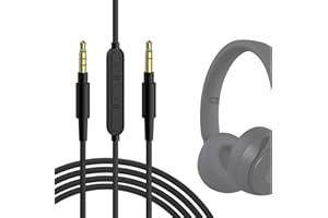 GEEKRIA Audio Cable with Mic Compatible with Beats Solo 4, Solo 3, Studio 3 Headphones Cable, 1/8" (3.5mm) to 3.5mm Replacement Stereo Cord with Inline Microphone and Volume Control (5.6ft/1.7 m)