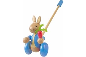 Peter Rabbit Toys - Peter Rabbit Wooden Push Along Walker, Baby, Toddler, 1 Year Olds - Walking Activity Pull Toy, Girls, Boys - Official Licensed Beatrix Potter Peter Rabbit Gifts by Orange Tree Toys