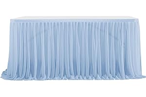 WWQQKJ Tulle Table Skirt, Romantic Fluffy Tulle Desk Gauze for Cakes, Birthdays, Baptisms, Wedding Tables, Christmas Decoration (Color : Sky blue, Size : 4FT/122x77cm)