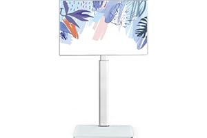 FITUEYES White TV Floor Stand for 32 to 60 inch TVs, Floor Standing TV Stand with Swivel Bracket, Height Adjustable, Holds 30kgs, Max VESA 600x400mm