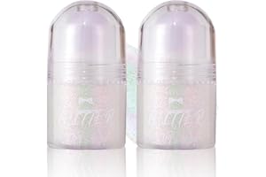 Joyeee Glitter Viso Corpo, 2pcs Roll-on Brillantini per Capelli Viso Corpo Occhi Labbra, Shimmer Glitter Gel Makeup per Musica Festival Party Trucco Regalo per Ragazza Donna