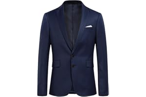 Allthemen Chaqueta de hombre de dos botones con abertura trasera de color liso para traje de negocios
