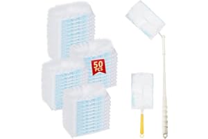 SONDENG 52 PCS Dust Magnet Refills, Dusters for Cleaning Dust Dirt Hair, Fluffy Dusters Refills Microfiber with Extendable Long Handle (180°)