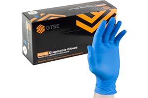 GTSE Guantes de nitrilo azules - Talla grande (L) - Caja de 100 - Guantes desechables sin látex ni polvo