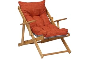 LIBEROSHOPPING.eu - LA TUA CASA IN UN CLIK Fauteuil Chaise Longue Relax inclinable 3 Positions en Bois Pliant (Homard)