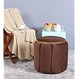 Shadowkart Pouffes Sitting Stool for Living Room Mudda Puffy Wooden Ottoman Stools Poof Footstool Dressing Table Pouf for Office Home Decor, 18x18x17 Inch, Coffee