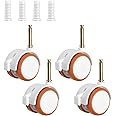 Bubuyun 4PCS Threaded Stem Castor Wheels Set 50mm Rubbered Trolley Wheels for Furniture Shelving Casters Rubber with 4Pcs Screw Cap Rubber Swivel Trolley with Brakes for Tiny Shopping Cart