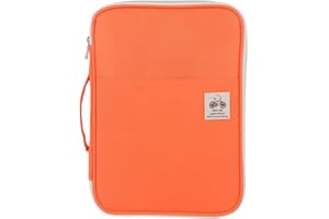 SHEENS A4 Document Bag, Multi-Functional File Folder Portfolio Organizer Notebook Pens Documents Zippered Case for Travel and Office[Orange]