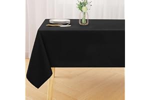 ‎SMIRY Smiry Tischdecke Abwaschbar Rechteckig 100x140cm Tischtuch Polyester Wasserabweisend Lotuseffekt Tischwäsche Schmutzabweisend Abwischbare Tafeldecke für Party Küche, Schwarz