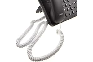 KENABLE Téléphone Combiné Enroulé RJ10 Fiche vers RJ10 Fiche câble Cordon Blanc 6,4 m [6.4 mètre/6,4m]