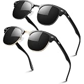 LINVO Sunglasses Men Women Polarized Retro Half Frame Classic 100% UV400 Protection for