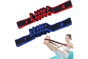 Ouceanwin 2 Stück Yoga Stretching Band, Gymnastikband mit 8 Schleifen, Verstellbares Yoga Dehnungsgürtel Übungsband, Pilates Yoga Gurt Fitness Ausrüstung für den Körper Trainieren Stretchseil