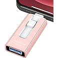 256GB USB Flash Drive for Phone and Pad, High Speed External USB Thumb Drives - Photo Storage Memory Stick for Save More Photos and Videos (Pink, 256GB)