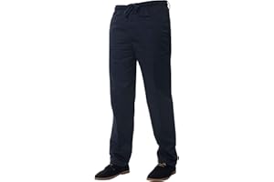 EHD Mens Elasticated Waist Smart Rugby Trousers Super Soft Comfortable Workwear Bottoms Straight Leg Casual Formal Golf Pants