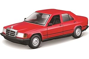 Bburago Mercedes 190E (1987): model samochodu w skali 1:24, drzwi ruchome, czerwony (18-21103R)