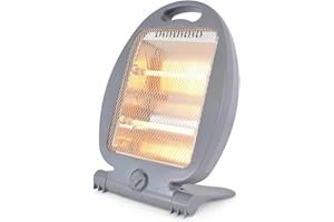PRICE BEATER 800W Halogen Heater Silent Energy Saving Heater Durable & Long Lasting Instant Heat with 2 Settings Ideal for Winter Living Room Caravan Home Office Garges 2 Bars Quartz Compact (800W)