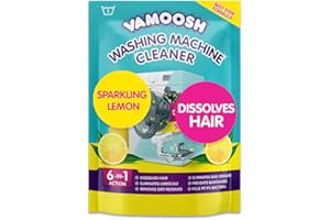 Vamoosh 6-in-1 Washing Machine Cleaner, Dissolves Hair, Eliminates Bad Odours, Removes Limescale, Deep Clean, Leaves Smelling Fresh, Antibacterial, Descales (Lemon, Single Pack)
