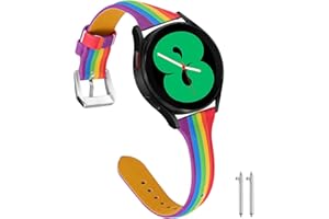 Aliwisdom Correa de Reloj Cuero 18mm 20mm 22mm para Reloj inteligente o Reloj regular, Universal de pulsera de Repuesto de Piel auténtica Smartwatch de liberación rápida para Mujer (20 mm, Arcoíris)