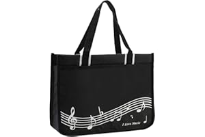 HilerPunk Musik Umhängetasche,Musik Tote Handtasche,Hochwertige Nylon Stoff Wasserdicht Damen Einkaufstasche,Reisetasche mit hohen Note Reißverschluss,Musik Programm Tote Bag