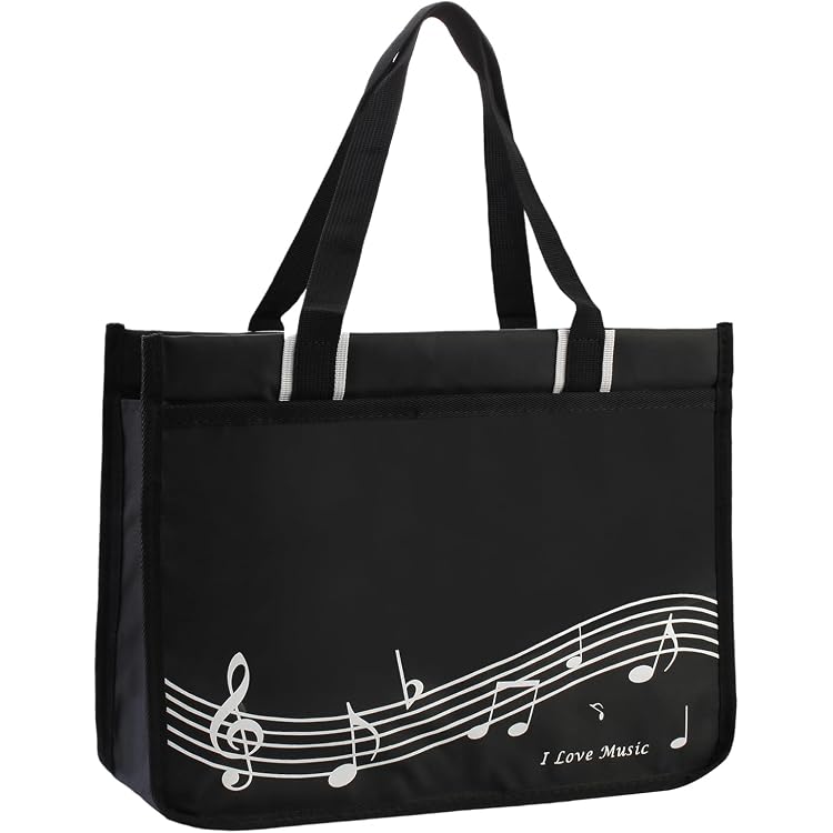 Sac à Main Piano Clés Noir - Tissu Oxford Imperméable - 32.5x25.5cm - Fermeture Magnétique - Fourre-tout Élégant