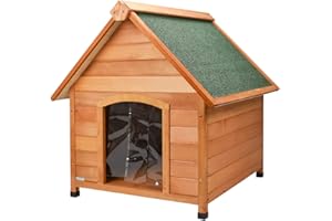 FUNHOBBY ITALIA SRL AQPET CUCCIA IN LEGNO PER CANE IMPERMEABILE TETTO SPIOVENTE PER ESTERNO GIARDINO MISURA MEDIUM 87x113x98cm h cm CON TENDA
