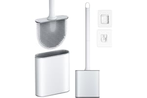 NEUTYPECHIC Wyjmowana silikonowa szczotka do toalety, wisząca szczotka do toalety z szybkoschnącą podstawą, mop do toalety silikonowej elastycznej, płaskiej głowicy, zamiatanie toalety na ścianie i