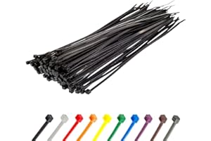 Gocableties Black Cable Ties, 300mm x 3.6mm, Pack of 100, 12" Premium Nylon Zip Ties, Multi-Purpose Plastic Tie Wraps, Secure Self-Locking Mechanism, for Home, Garden, Office and DIY