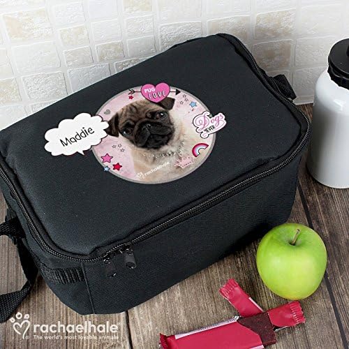 Personalised Doodle Pug Black Lunch Bag