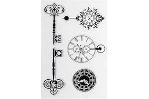 ECMQS Jahrgang Schlüssel Uhr DIY Transparente Briefmarke, Silikon Stempel Set, Clear Stamps, Schneiden Schablonen, Bastelei Scrapbooking-Werkzeug