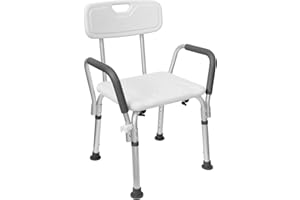 SAILUN Rectangular Shower Stool Shower Stool Bath Stool Height Adjustable Bath Stool Shower aid with armrest and backrest Height Adjustable for Age, Pregnant Women…