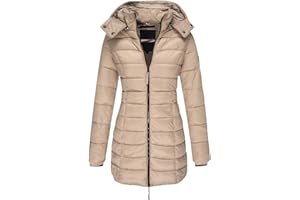 CUTeFiorino Abrigo de invierno para mujer, largo y cálido, chaqueta de plumón con capucha, chaqueta acolchada con cremallera, chaqueta acolchada de invierno, chaqueta de esquí gruesa, impermeable,