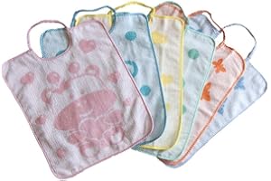 Bubabù Bav021/6 Dumbo - Bavoir élastique, coton, couleurs assorties, 33 x 39 cm, lot de 6