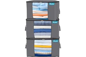 KURNI HOME HEALTH Kurni ® 90L Grey Storage Bag for Clothes, Bedding, Shoes & Duvet. Bags are Moth/Dust Proof, Ideal for House Moving or Laundry Bags with Clear Front Window. Size (60 x 43 x 35 cm)