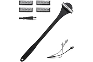 Pumwoy Back Shaver for Men 46m/18in, Back Hair Removal with Adjustable Handel, Shave Wet or Dry (2 Replacement Blades Included)