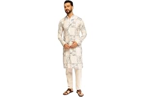 Sojanya (Seit 1958 Kurta mit Pyjama für Herren, Baumwollseide, Blumenstickerei, Kurta