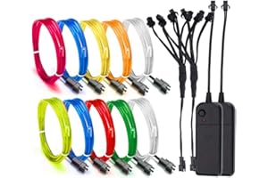 BPLIVES Aria el Wire neon Lights kit 2 pezzi 8 colori con contenitore di batteria per feste, Blacklight Run, Pasqua, Halloween fai da te Decorazione, 5 da 1-meter, rosso blu verde rosa bianco viola giallo Rgb