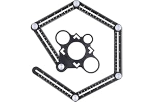TOUGH MASTER Multi Angle Measuring Ruler Six-Sided Aluminium Alloy Template Tool for DIY Handymen Builders Carpenters Tilers Craftsmen Construction Workers Corrosion Resistant with Metal Knobs