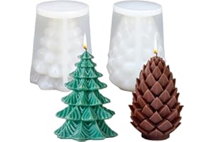 AUGESAK 2pcs Stampi Candela in Silicone per Natale, Stampi in Silicone per Alberi di Natale, Stampo in Candela per Pigna 3D, Stampo Gesso per Decorazione Della Casa, Decorazioni da Tavolo