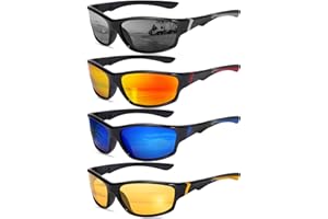 Beipegin 4pcs Sports Polarised Sunglasses Men, UV400 Protection for Running Driving Fishing Cycling, Wrap Around Sunglasses for Adult Outdoor