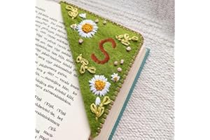 Litthing Hand Embroidered Corner Bookmark, 26 Letters Personalised Seasons Felt Triangle Bookmarks Gifts for Book Lovers Men Women