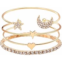 Shining Diva Fashion 15 Latest Designs Crystal Multilayer Stylish 3-5 pcs Set Charm Bracelets for Women and Girls