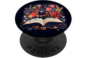 BOOKWORM FLOWER AVID READER FLORAL BOOK READING Bücherwurm Blumen Avid Reader Floral Buch Lesen Nerd PopSockets Klebender PopGrip