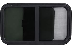 AYAYU Finestra Scorrevole per Camper, 730 X 435 Mm Sostituzione Finestra Scorrevole Laterale Orizzontale per Rimorchio con Zanzariera, Finestra in Vetro Temperato Colorato per Camper