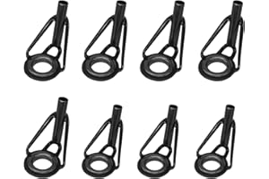 CHEERYMAGIC Rod Tip Repair Kit, 8pcs Fishing Rod Tip Eyes Repair Kit Fishing Rod Tip Repair Kit, Stainless Steel Ceramic Fishing Rod Guide Rings for Freshwater Saltwater Rod (Black) A11DGWXQ