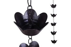 Yardwe La Chaîne de Pluie Lotus Noir de 39 Pouces Les Carillons Décoratifs Et Les Tasses Remplacent Le Tuyau de Descente de Gouttière Et Détournent Leau de La Maison pour Un Superbe Styles Aléatoires