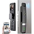 VACSAX Smart Door Lock, 3D Face + Fingerprint Recognition Door Lock, 6 Ways to Unlock, Key + Ic Card + USB Emergency Charging, Tuya/Smart Life App - Digital Password Door Lock